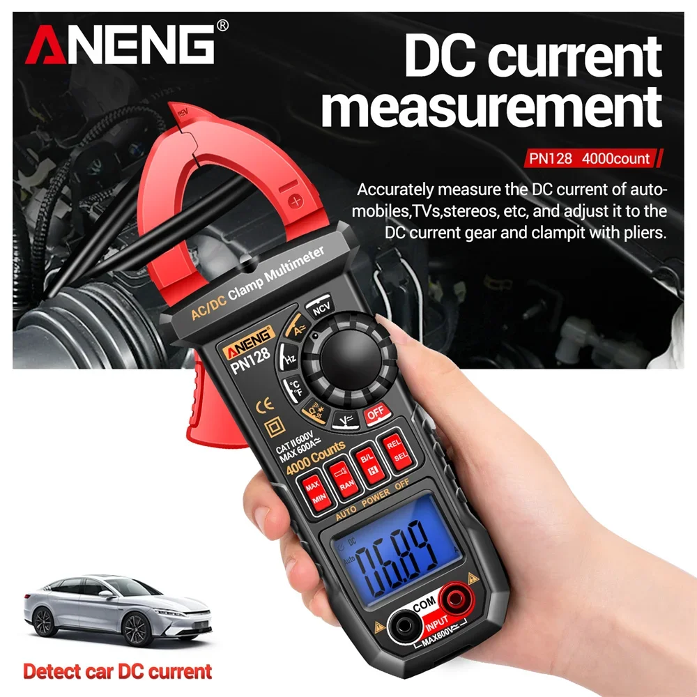 ANENG PN128 Clamp Meter 4000 Count 600A AC/DC Current Voltage Meter NCV True RMS Smart Digital Multimeter Voltmeter Ammeter