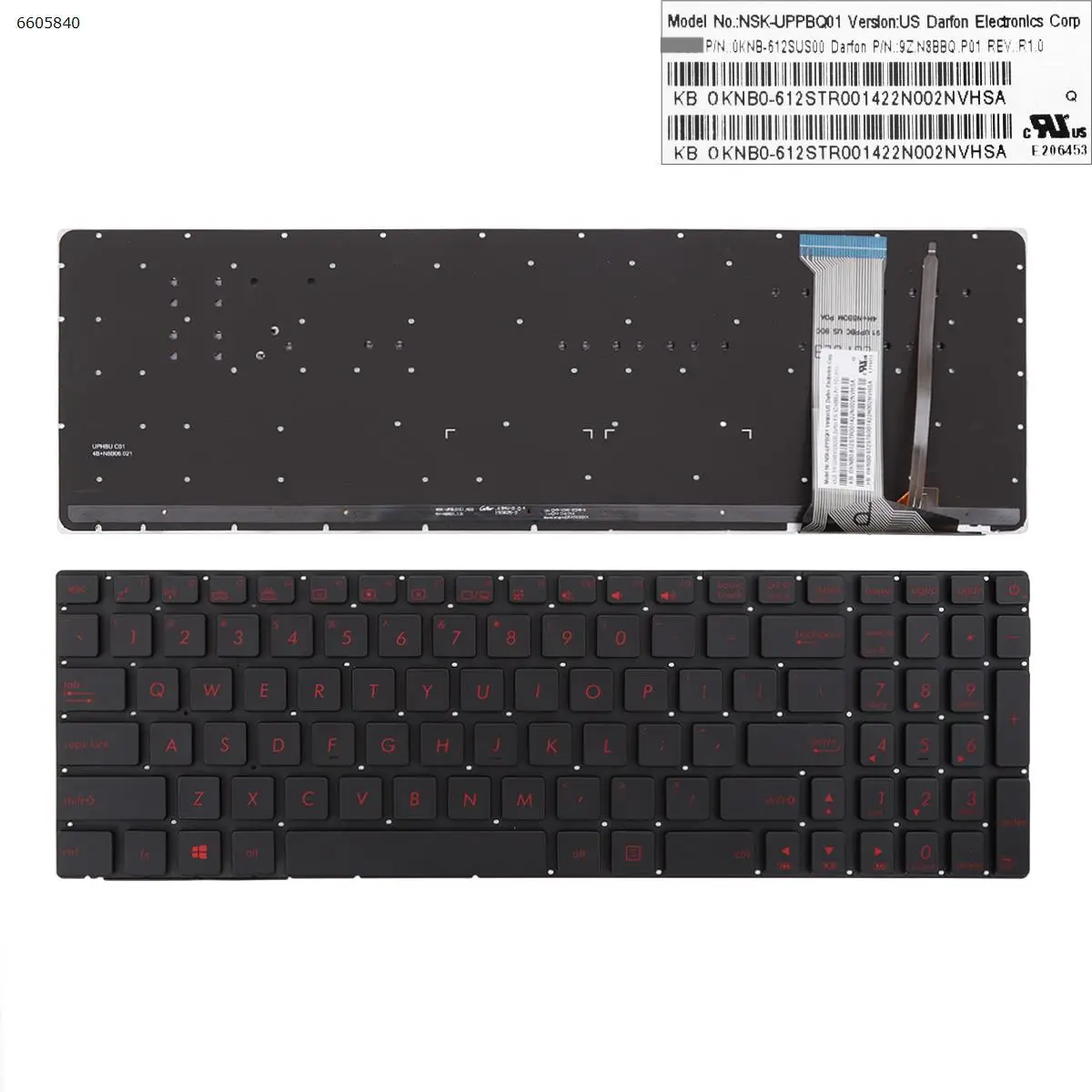 US Laptop Keyboard for ASUS G551 G551J G551JK G551JM G551JW Black with Backlit & Red Printing