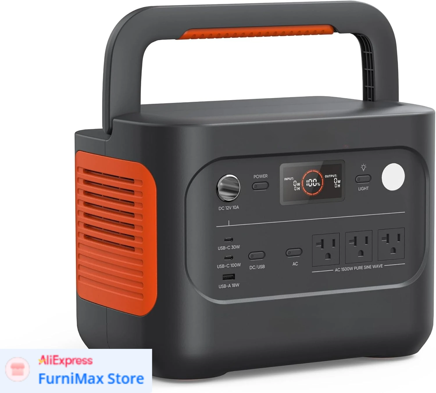

1070Wh LiFePO4 Battery,1500W AC/100W USB-C Output, 1 Hr Fast Charge, Solar Generator for Camping, Off-Grid Living