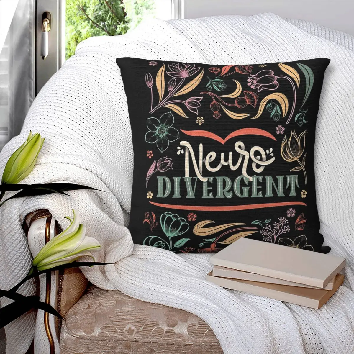 Neuro Divergent Square Pillowcase Pillow Cover Polyester Cushion Decor Comfort Throw Pillow for Home Car