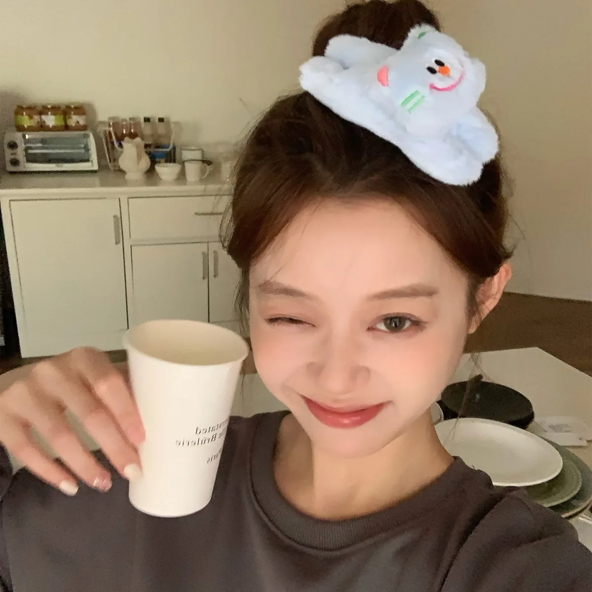 1pc Plush Pudding Bear Cartoon Hairpin Female Autumn/Winter Side notch Clip Cute BB Clip Hair Clip