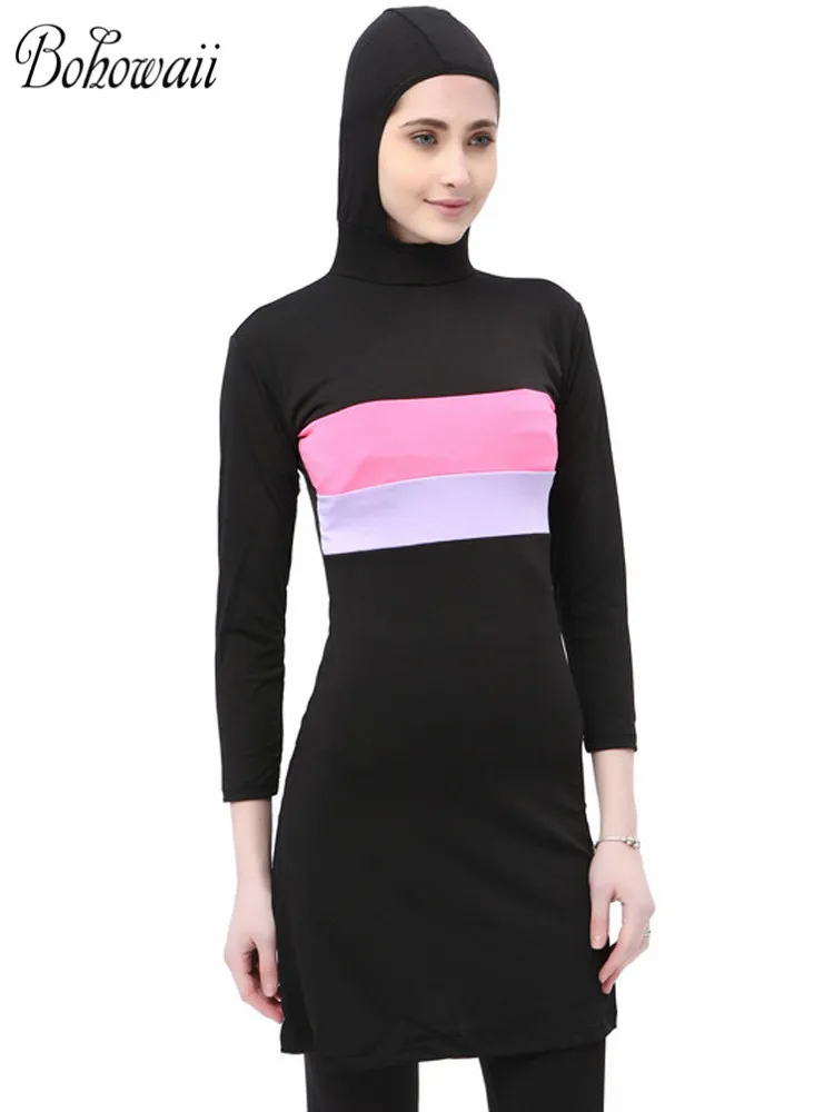 BOHOWAII Burkini para mujer, traje de baño musulmán de talla grande, Borkini, gorro de Hijab, modesto