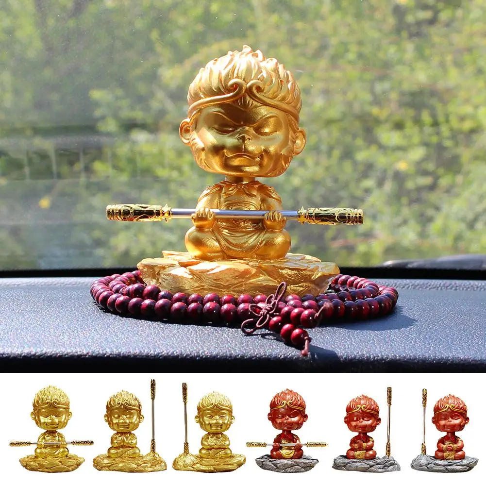 For Black Mythology Sun Figure Statue Sculpture Monkey Desktop Dashboard 2024 Ornament Cudgel with Decor Car Golden King Y7R0