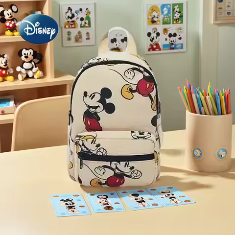 2pc New Mickey Mouse Backpack Disney Cartoon Printed Lightweight Children's Schoolbag Small Bag