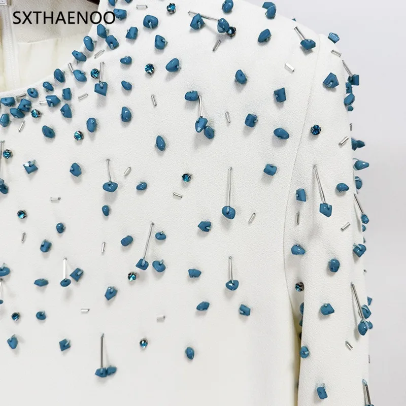 SXTHAENOO 2025 Nuovo Boho Chic In Rilievo Allentato Maxi Vestito A Maniche Lunghe Elegante Usura Del Partito Plus Size Abiti Flowy Donne Abiti