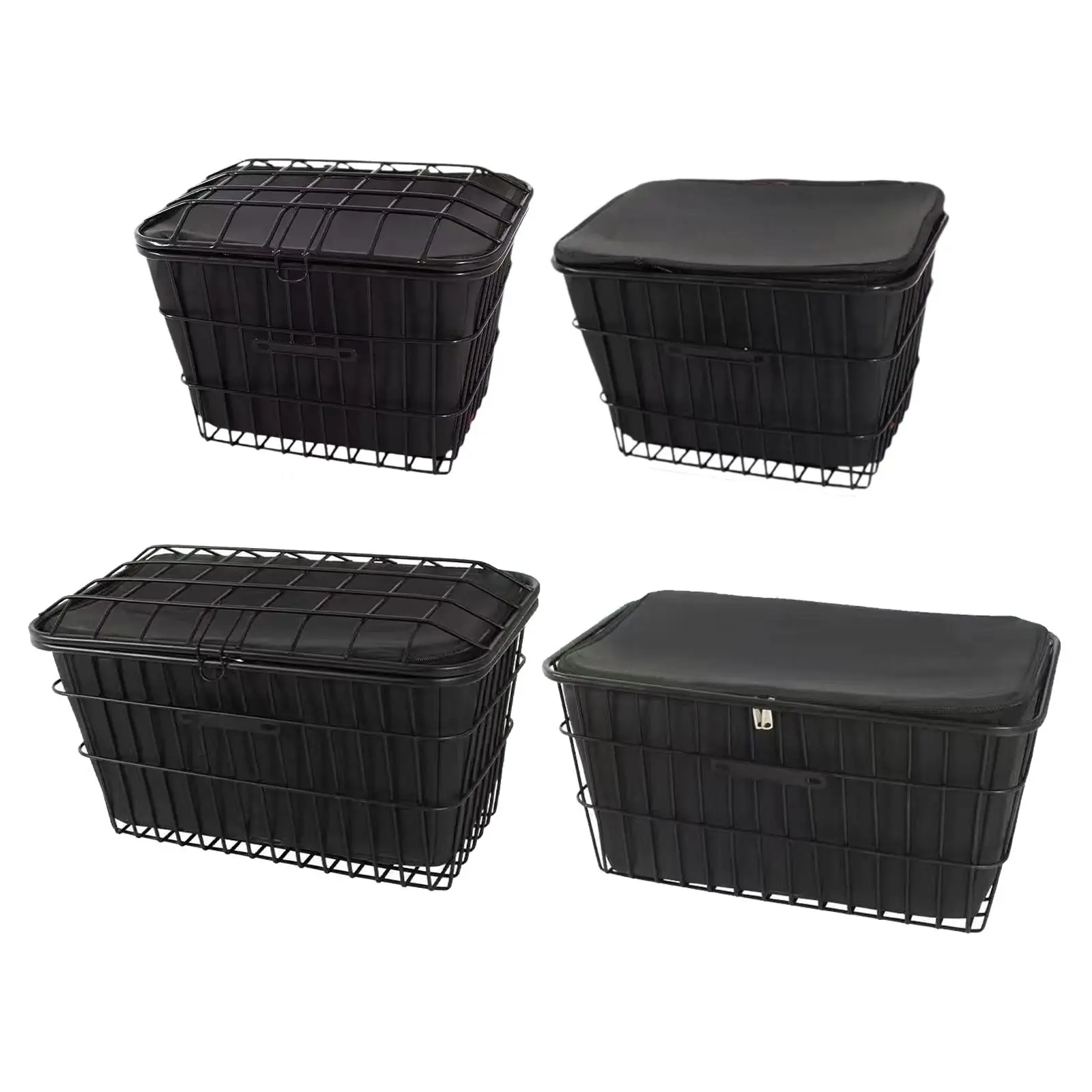 Bike Basket Lightweight Large Capacity Sundries Container Bike Pannier Bicycle Basket for Riding Outdoor Shopping (Black)