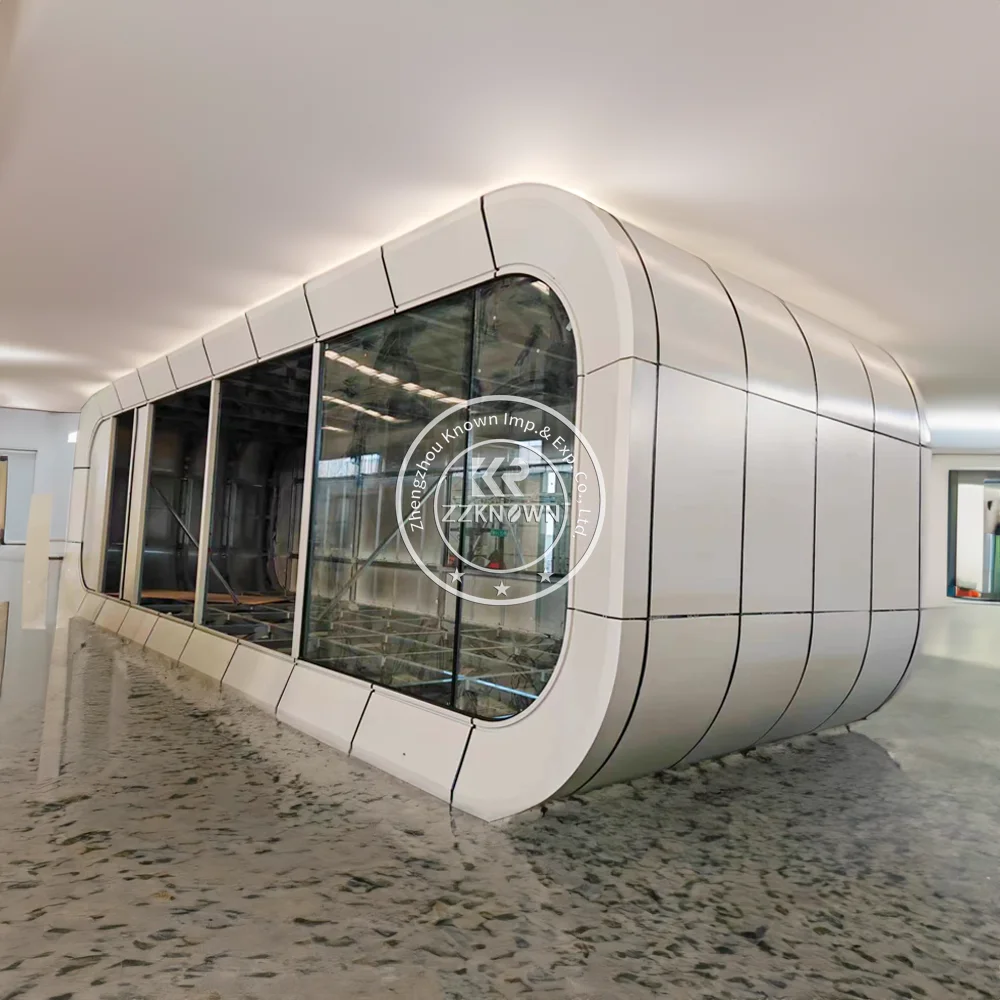 Personalize casa de cápsula espacial pré-fabricada móvel inteligente à prova de vento para hotel, sala de estar, luxo, praia, villa