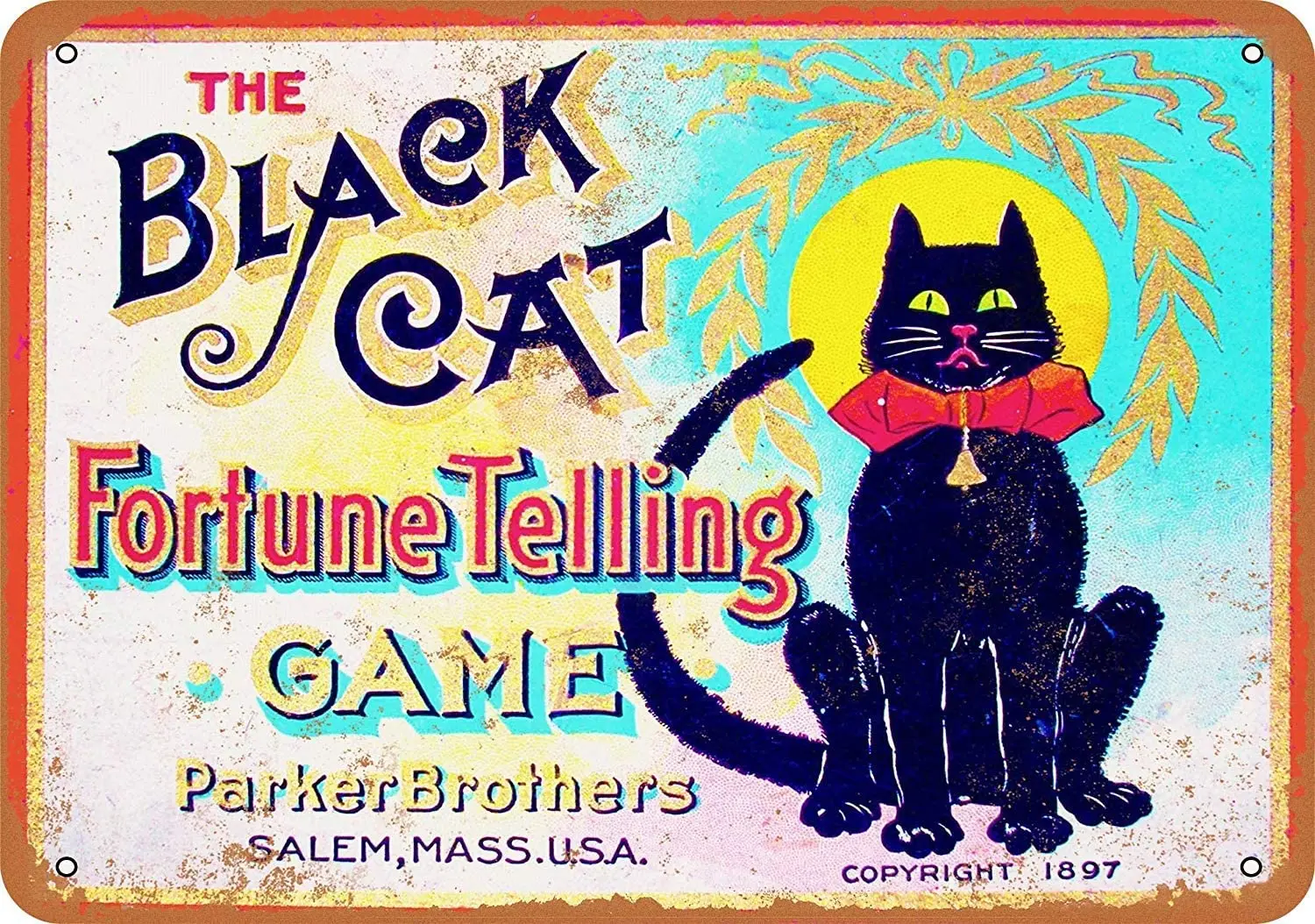 Bidesign 8x12 металлический знак-винтажный внешний вид 1897 игра с черной кошкой