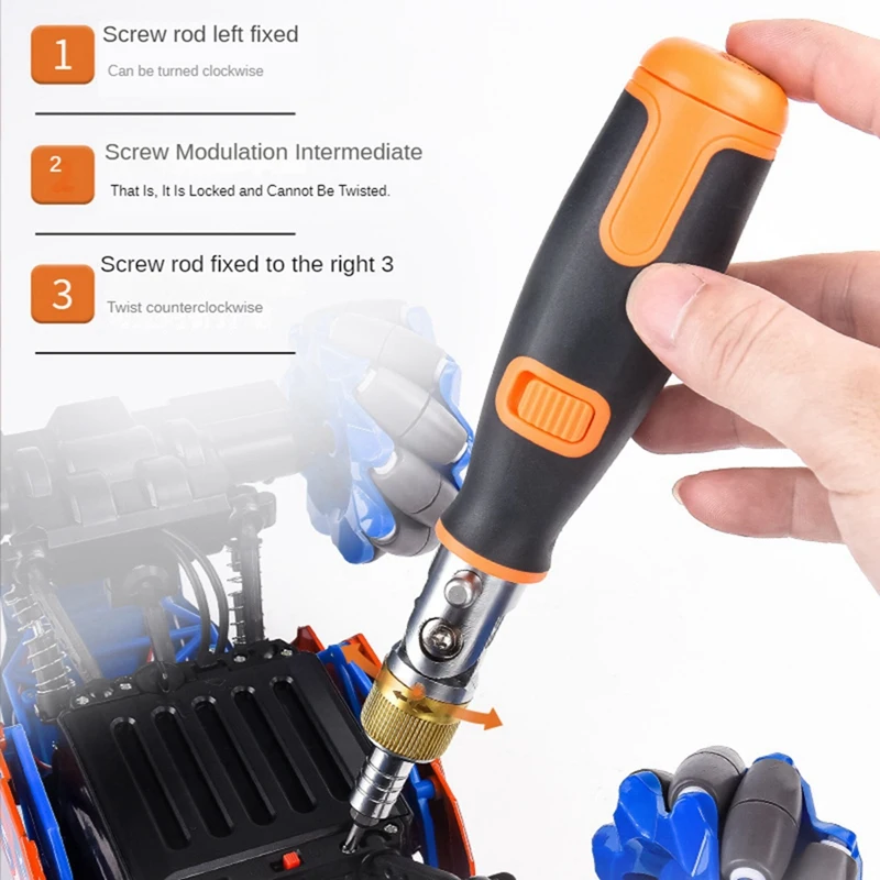 Bidirectional Ratchet Deformation With Batch Head 10-In-1 Screwdriver Set Orange