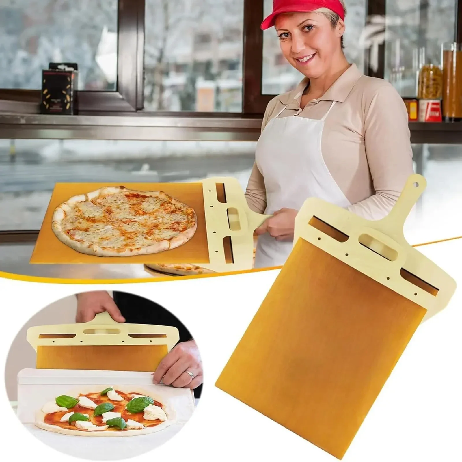 Sliding pizza peel transfer Sliding Pizza Scoop Foldable Wooden Handle Kitchen Spatula Bread Baking Tools Aaccessories