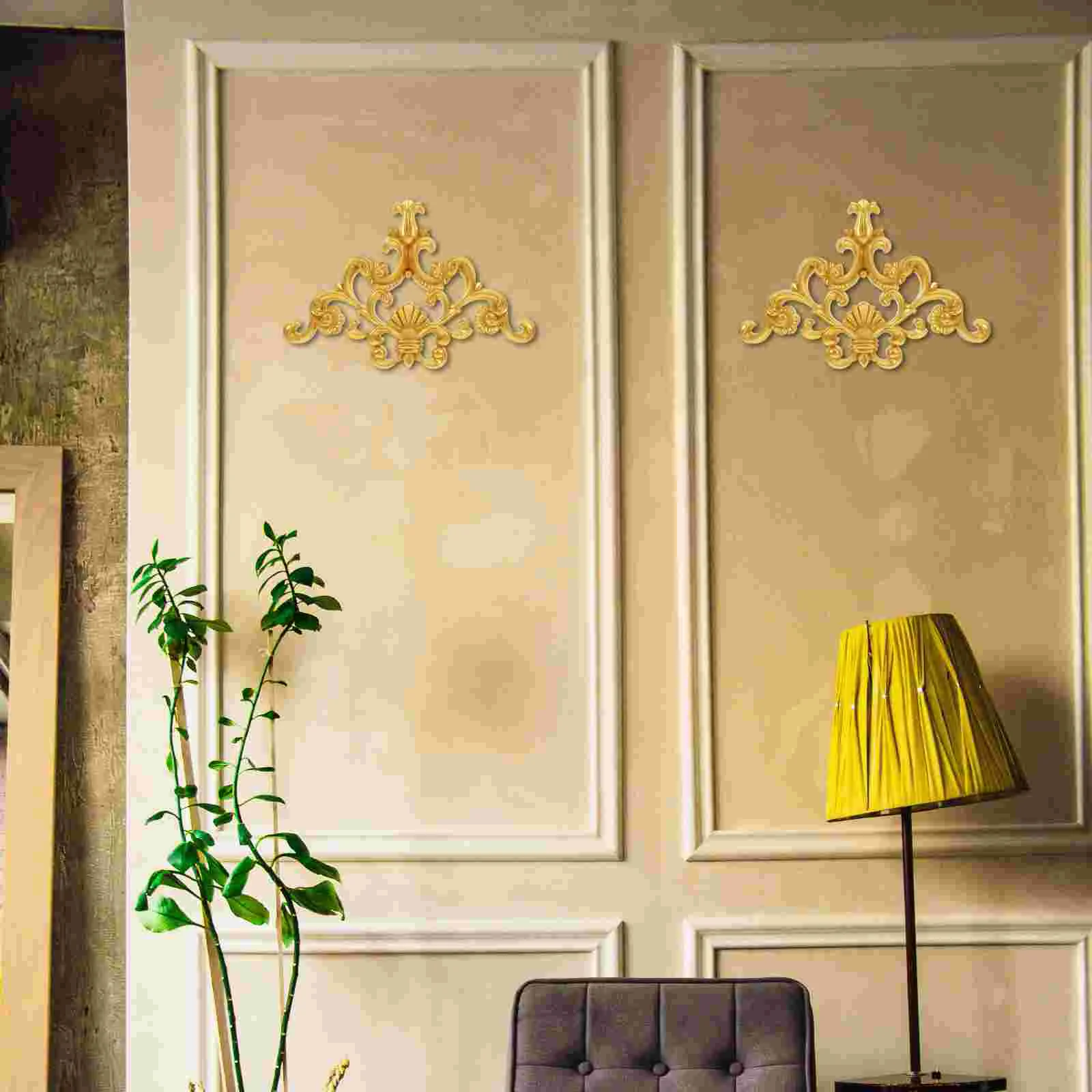 PVC Corner Flower Decor Wall Applique Carved Flower Onlay nament Background Wall Decoration Living Room Onlay Decor Home