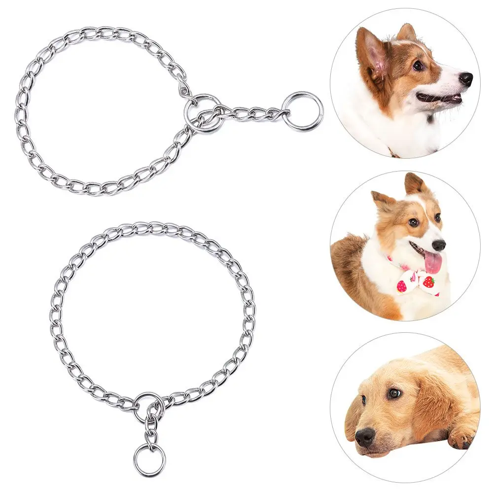 Pet Accessories Strong Resistant Stainless Steel Seamless Welding Double Circle Cuban Chain Medium and Large Dogs Dog Collar