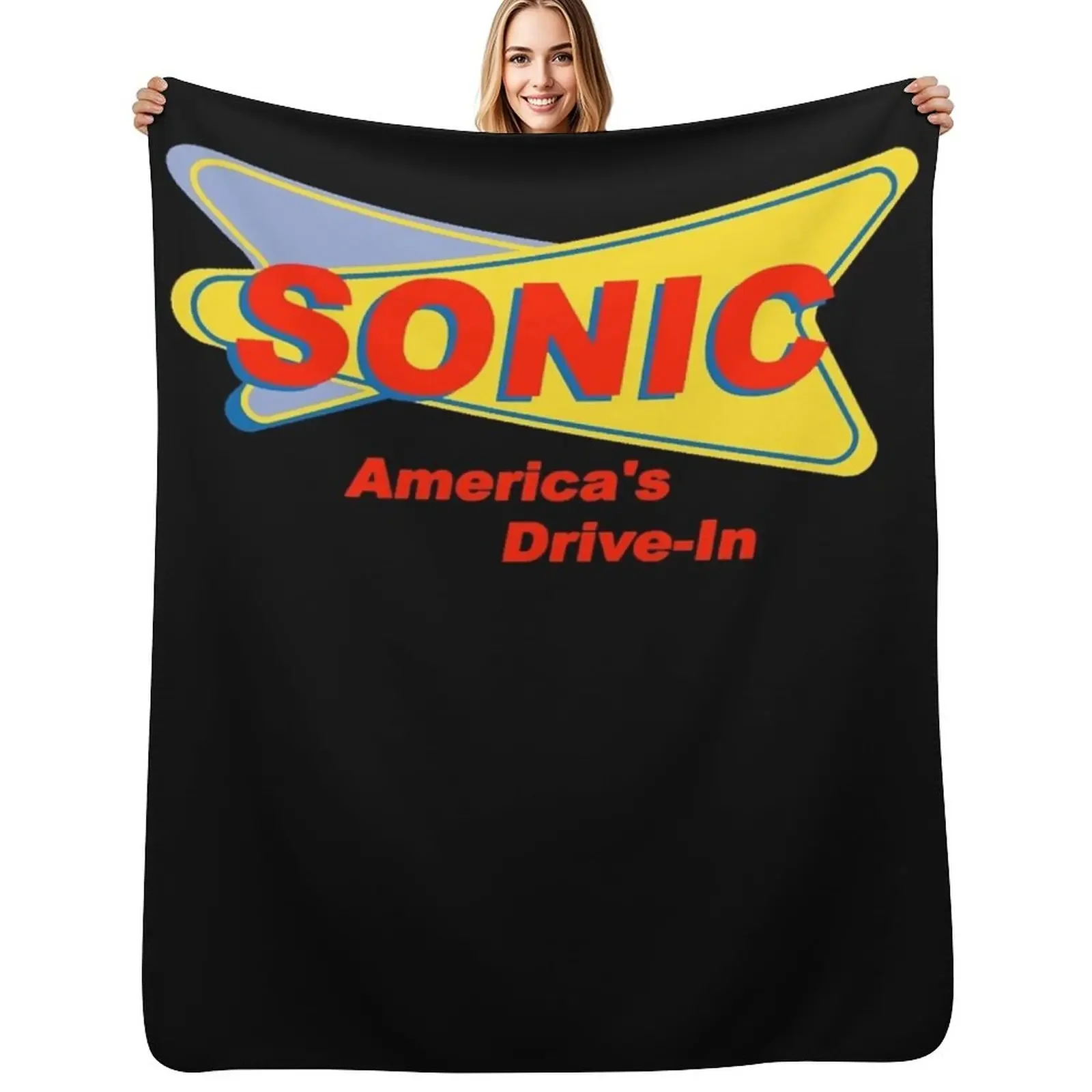 Sonic America & x27;s drive-in Fast Food Logo camiseta esencial roja manta decorativa sofá a cuadros manta cálida de invierno