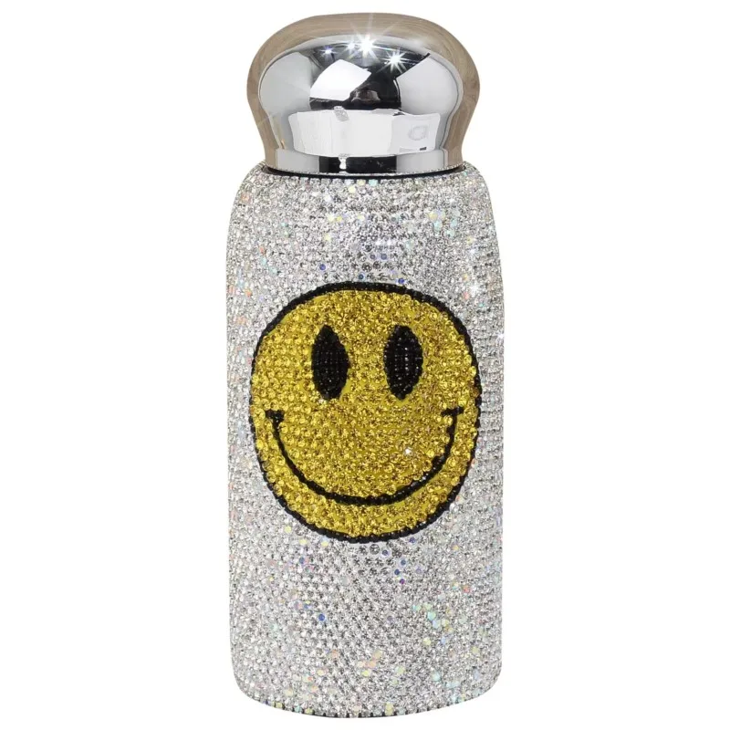 

Rhinestone Smile Face Vaccum Portable Insulated Cup DIY Handcraft Shiny Mosaic Bling-bling Creative Luxury Gift For Girl Wife