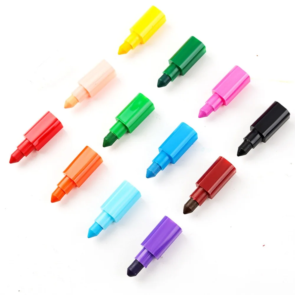 10pcs/set Drawing Pen Creative Blocks Crayons Stackable Replaceable Mini Finger Crayon Pens Stationery Rainbow