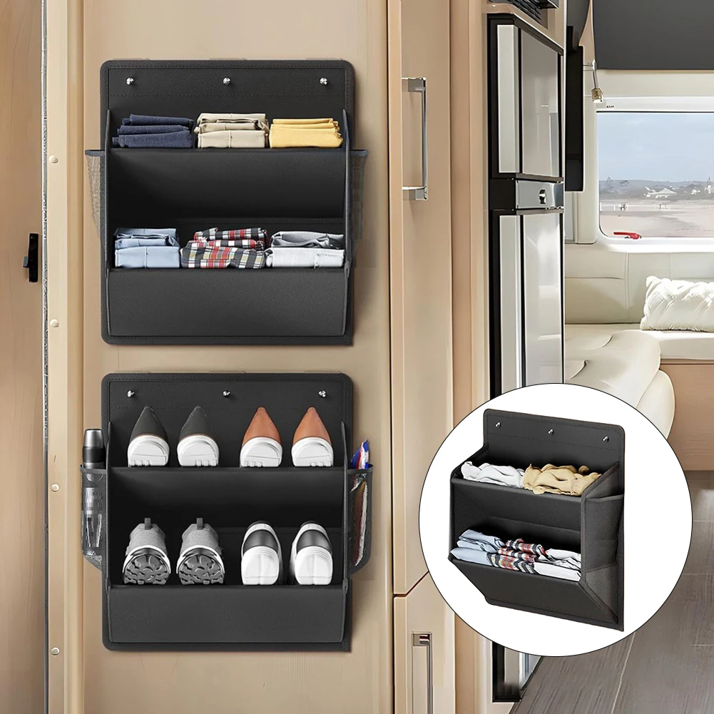 Easy Installation Shoe Holder Deep Pocket Shoe Rack For RV Black Wall Mount Shoe Rack Versatile Storage Options