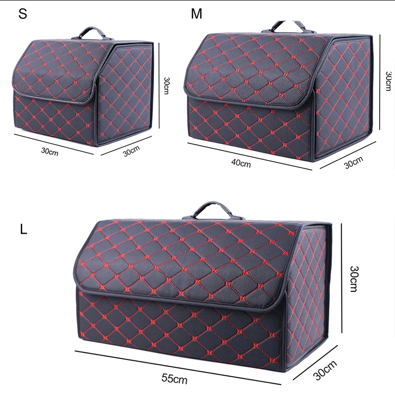 Car Trunk Organizer Box Auto Multiuse Tools Large Capacity Storage Bag Stowing Tidying Leather Folding Emergency Storage Box