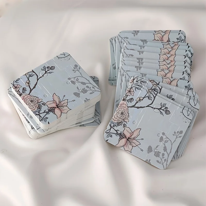 100pcs Colorful Flower and Bird Earrings Cardboard DIY Earrings Packaging Material for Small Cards That Can Be Hung