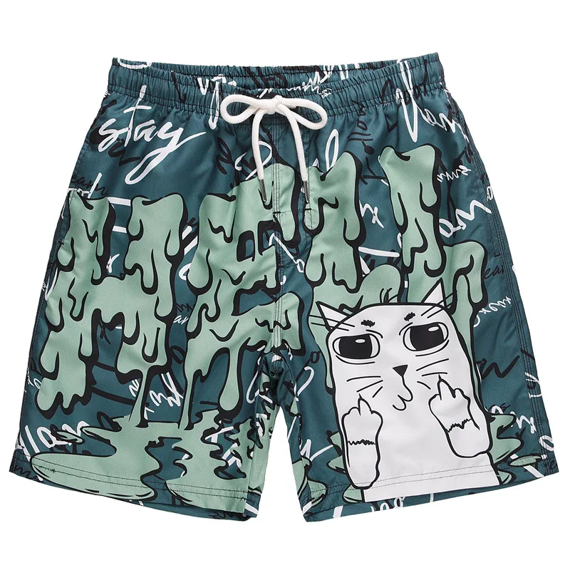 2022 Summer New Men short Men Fashion Beachwear Print Quick Dry Shorts Drawstring Sportwear Mens Shorts