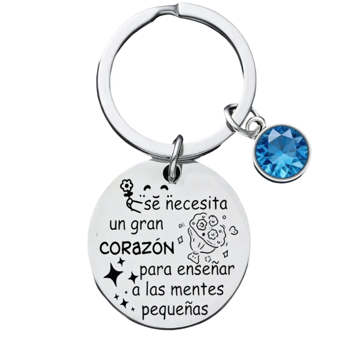 1pc Spanish Teacher Keychain Gift Blue Crystal Appreciation Jewelry It Takes A Big Heart To Shape Little Minds Regalo Profesor