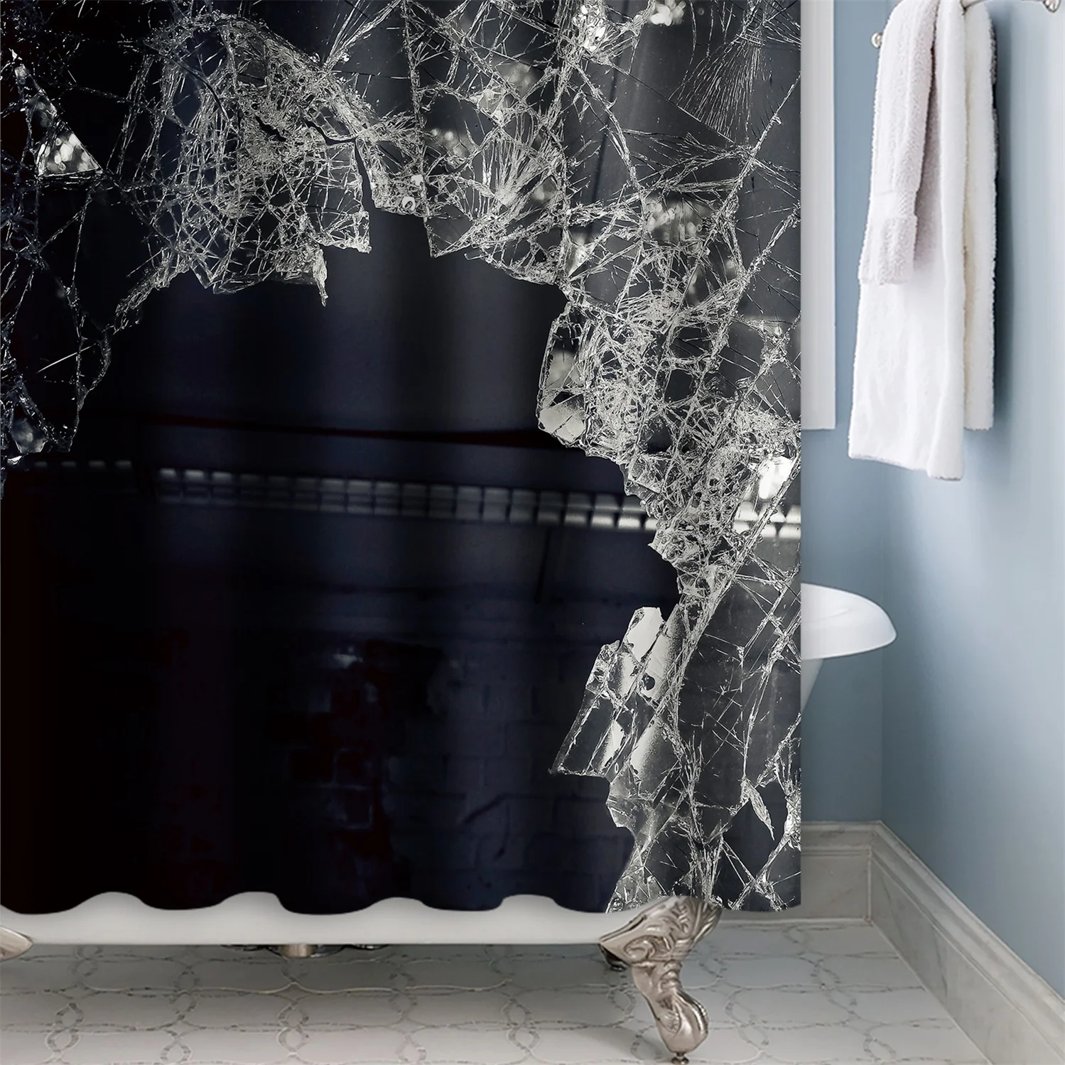 Modern Simulation Shower Curtain Simple 3D Printed Waterproof Bath Curtains with Hooks for Bathtub Cloth Decoration Home Decor