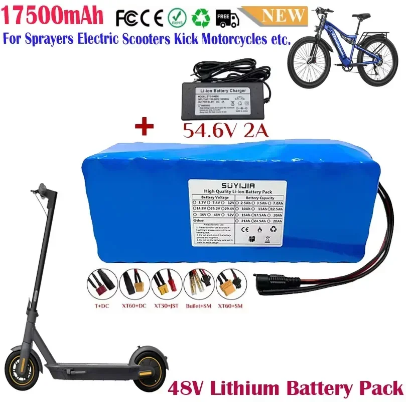 18650 13S5P 48V 17500mAh  Rechargeable Lithium Battery Pack BMS Suitable for Electric Bicycles and Scooters bicicleta eléctrica