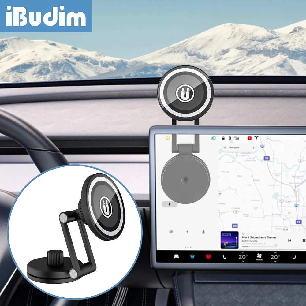 iBudim Magnetic Car Screen Phone Holder for iPhone 14 15 Magsafe Xiaomi Strong Magnet Car Dashboard Cellphone Mount GPS Brackets