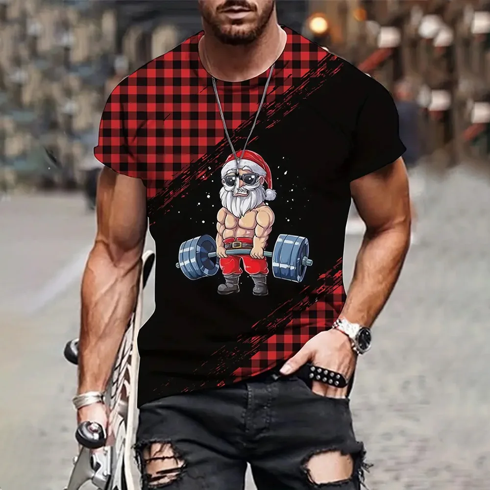 Neue männer Kurzarm T-Shirt Mode Sommer Atmungsaktive Top Casual Weihnachten 3d Gedruckt Lose Tops Crew Neck Streetwear T-shirts