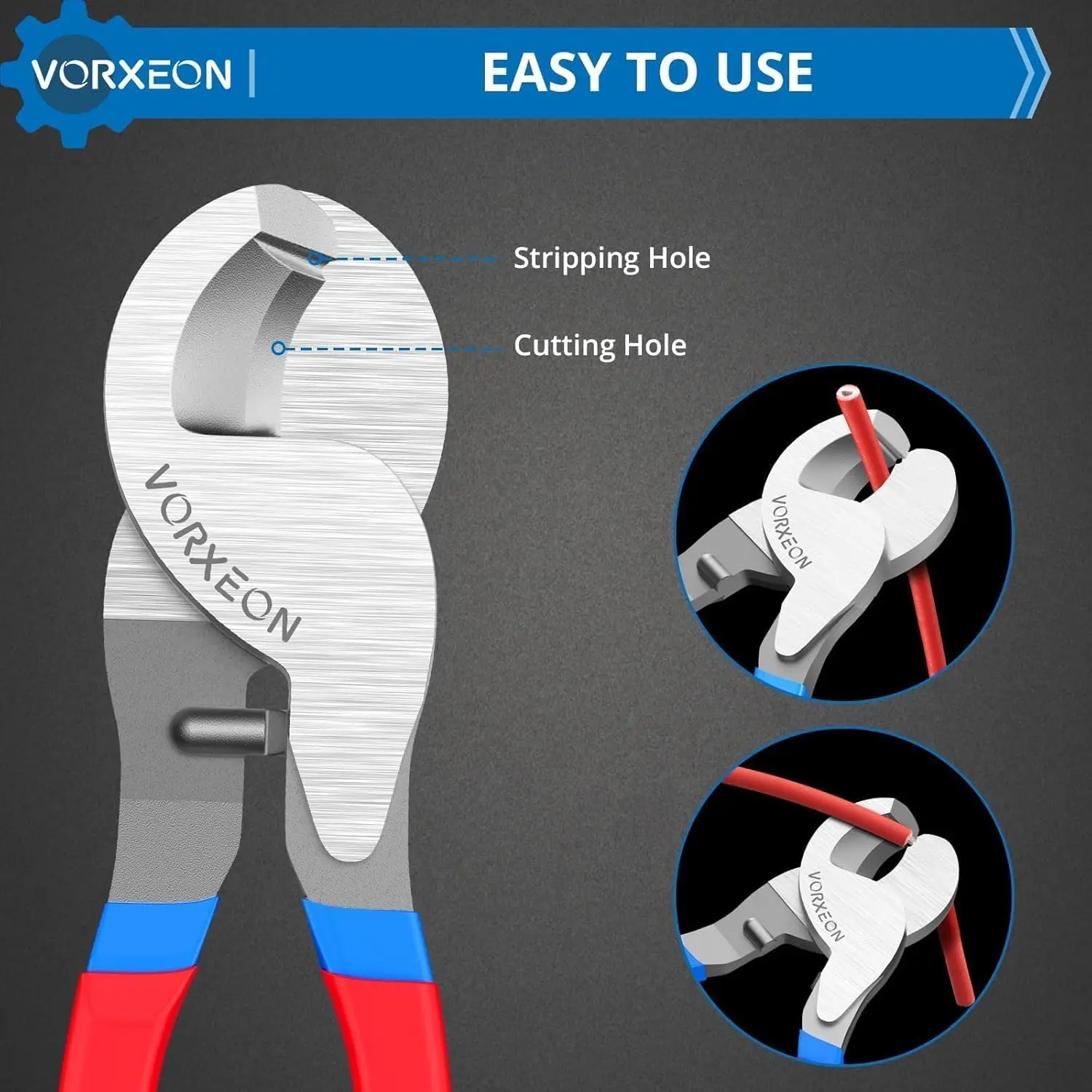 Cortador de cabos 240 mm / 9,5 polegadas Vermelho, VOR056