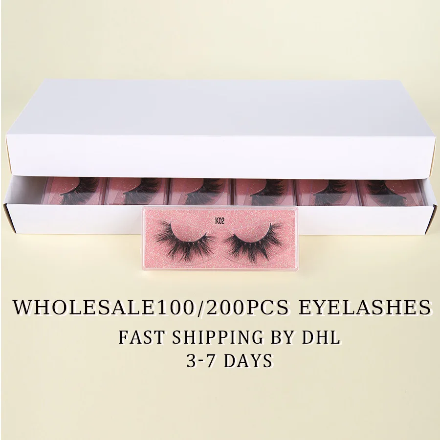 

Wholesale Eyelashes 100/200PCS 3D Mink Lashes 18mm Natural False Eyelashes Makeup Thick Lashes Faux Clis In Bulk Maquiagem K01