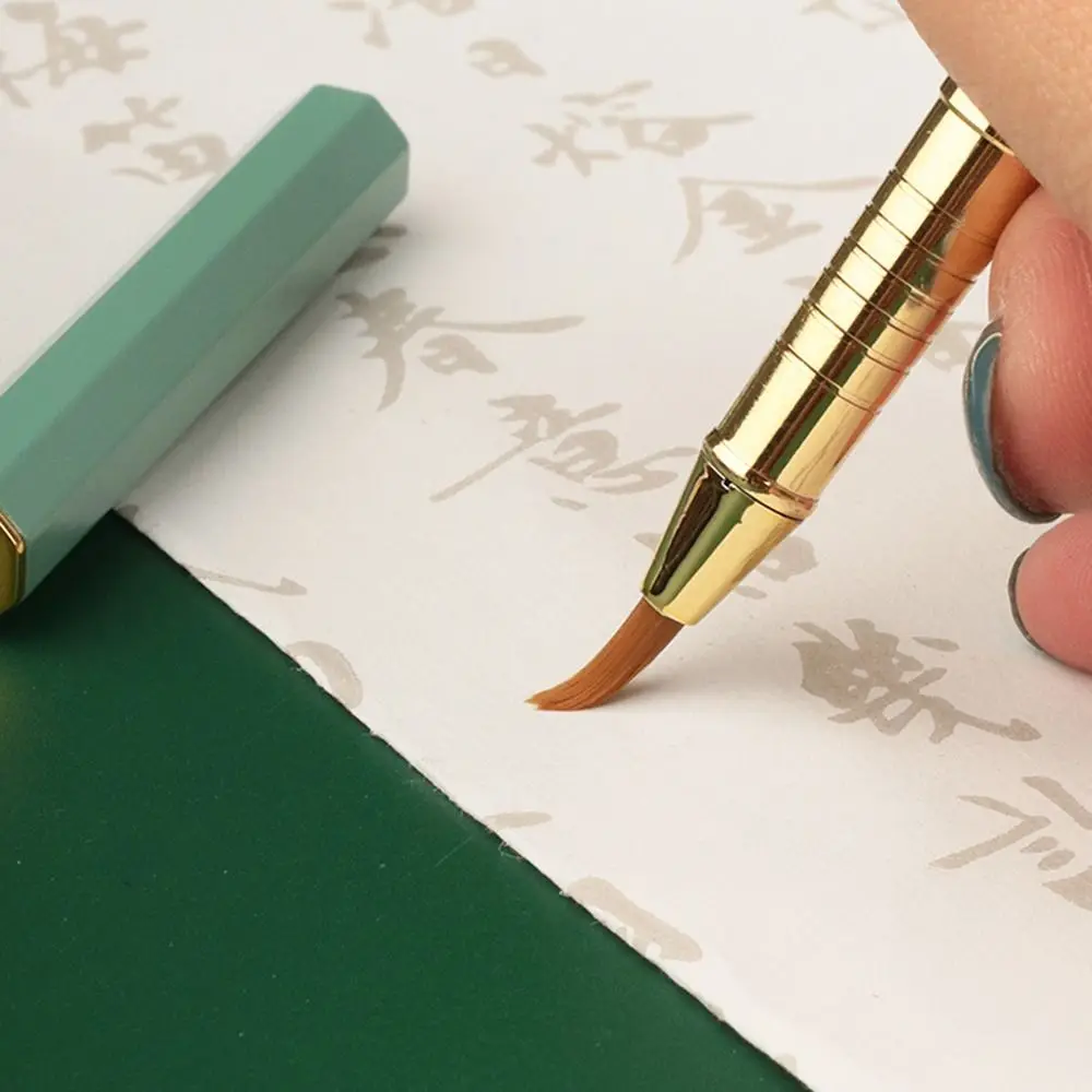 Portable Fountain Pen Type Small Script Soft Hair Metal Rod Calligraphy Brushes Small Block Script Writing Calligraphy Pen