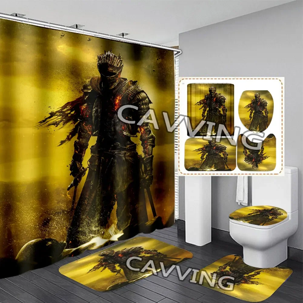 Dark souls 3D Printed Shower Curtain Waterproof Bathroom Curtain Anti-slip Bath Mat Set Toilet Rugs  K07