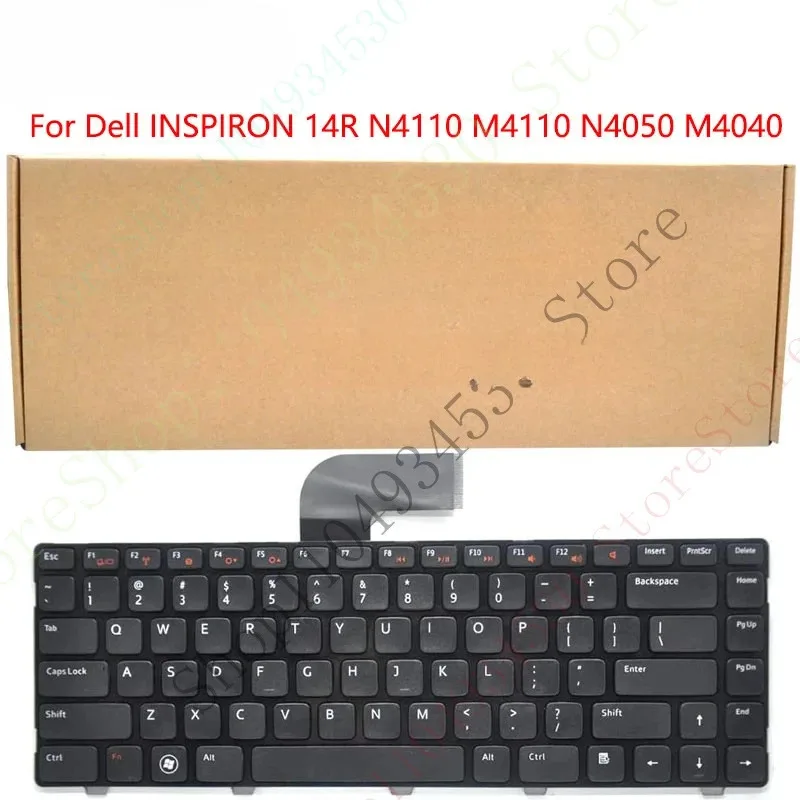 Teclado de repuesto HC no retroiluminado Compatible con Dell INSPIRON 14R N4110 M4110 N4050 M4040 Series Diseño negro EE. UU.