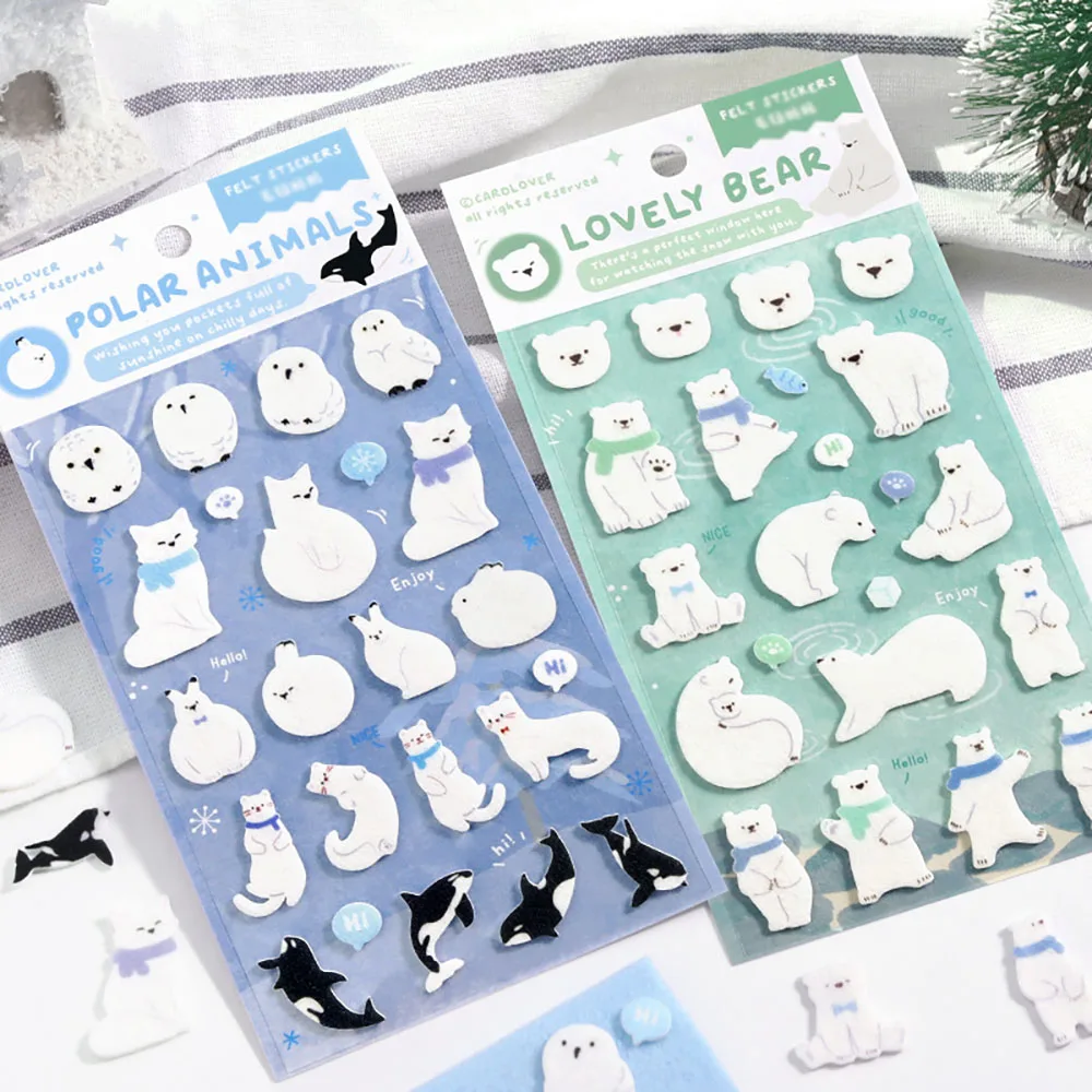 Felt stickers, polar letters, soft and cute Arctic animal patterns, DIY decorative tents, collage elements