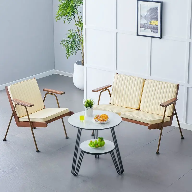 American cafe sofa chair retro Nordic industrial style balcony casual nostalgic single double guest negotiation sofa