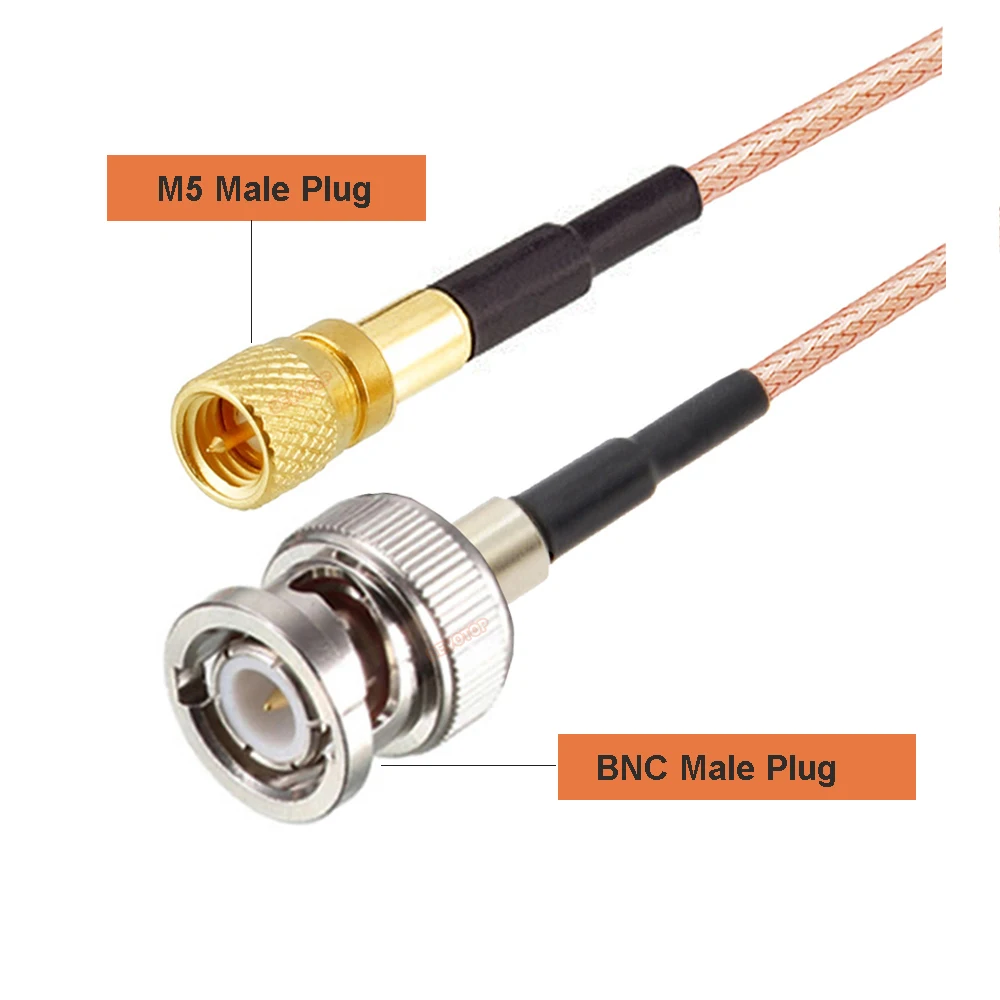 BNC to M5 Microdot Compatible Connectors Male 10-32UNF M5 to BNC Male Vibration Acceleration Sensor Test Cables 0.1M-20 Meter