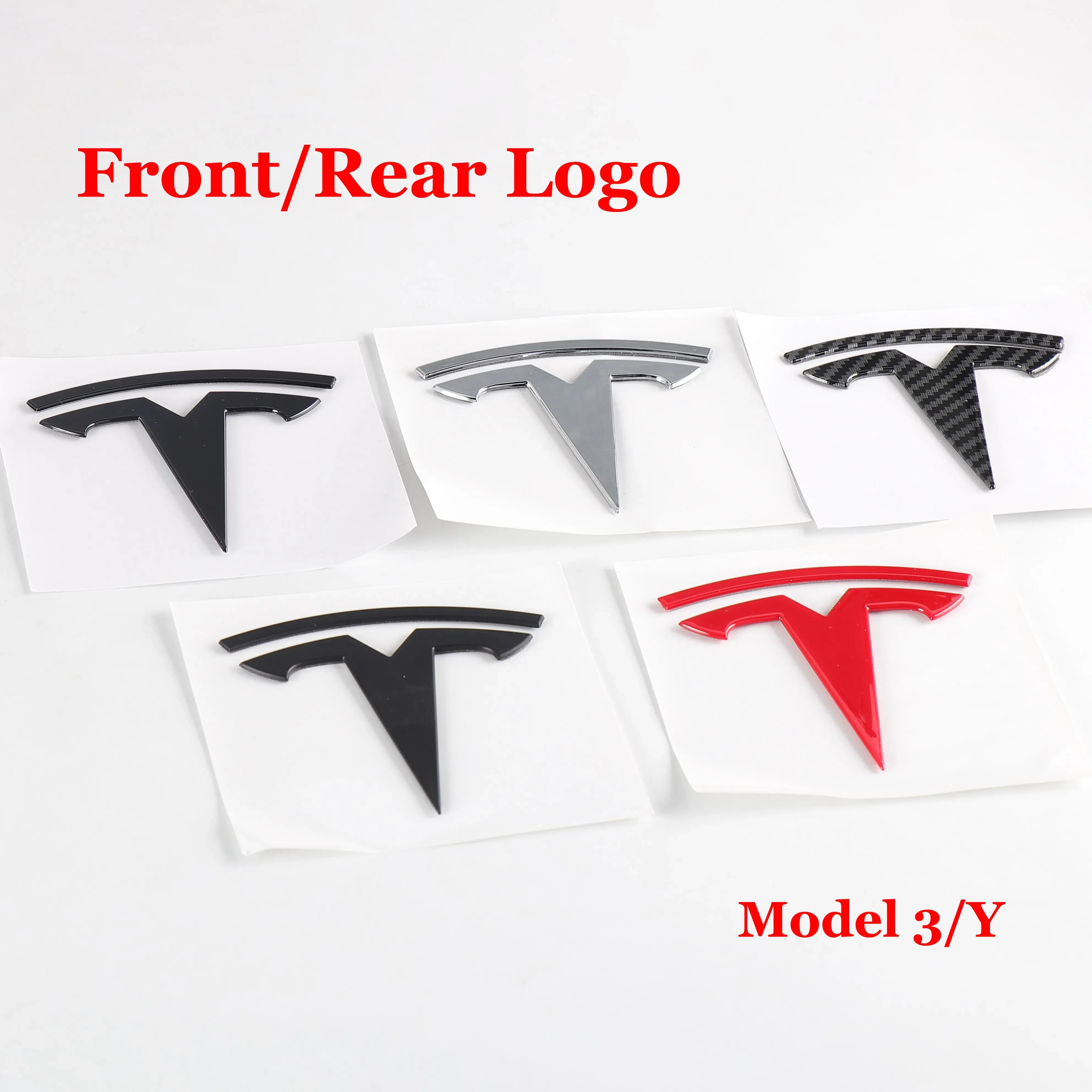 Tesla Car Front Emblem Rear Trunk Emblem Sticker for Model 3 Model Y ABS Logo Replacement Rear and Rear Logos Blackening