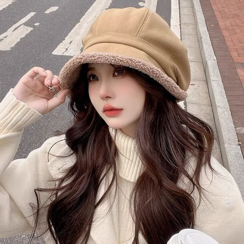 골프모자 Winter Golf Wear Women 2024 High Quality Golf Cap Lamb Wool Thickening Beret Women Windbreaker Ear Protection Fisherman Hat