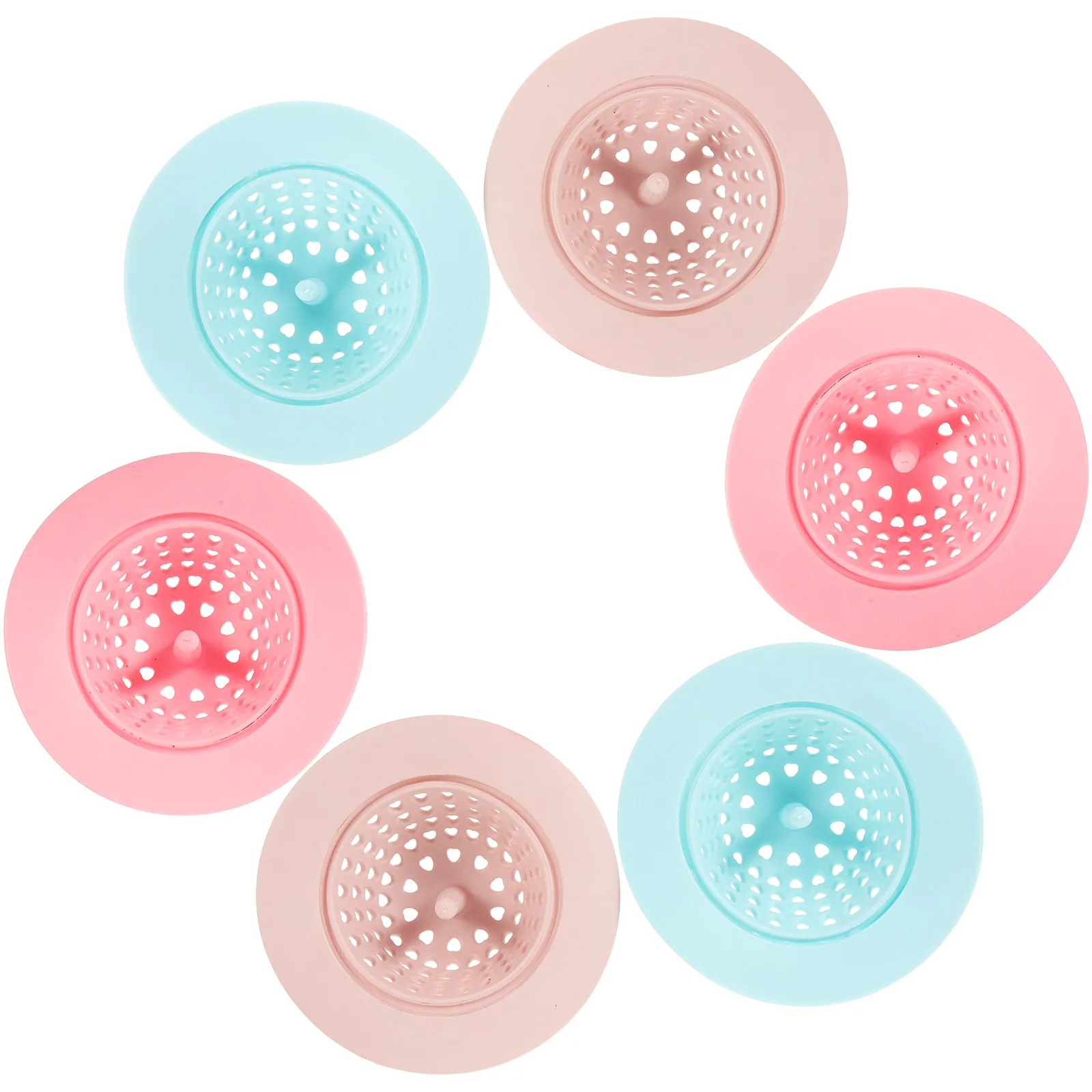 6Pcs Heat Resistant Silicone Sink Strainer Drain Guard Filter Net Kitchen Bathroom Floor Drain Hair Food Catcher Clog Prevention