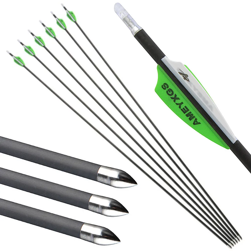 

6/12 шт., 32 дюйма, позвоночник, 600, стрела из чистого углерода, ID 4,2 мм, 80 зерен, наконечник для стрельбы из изогнутого блочного лука, охотничья стрельба