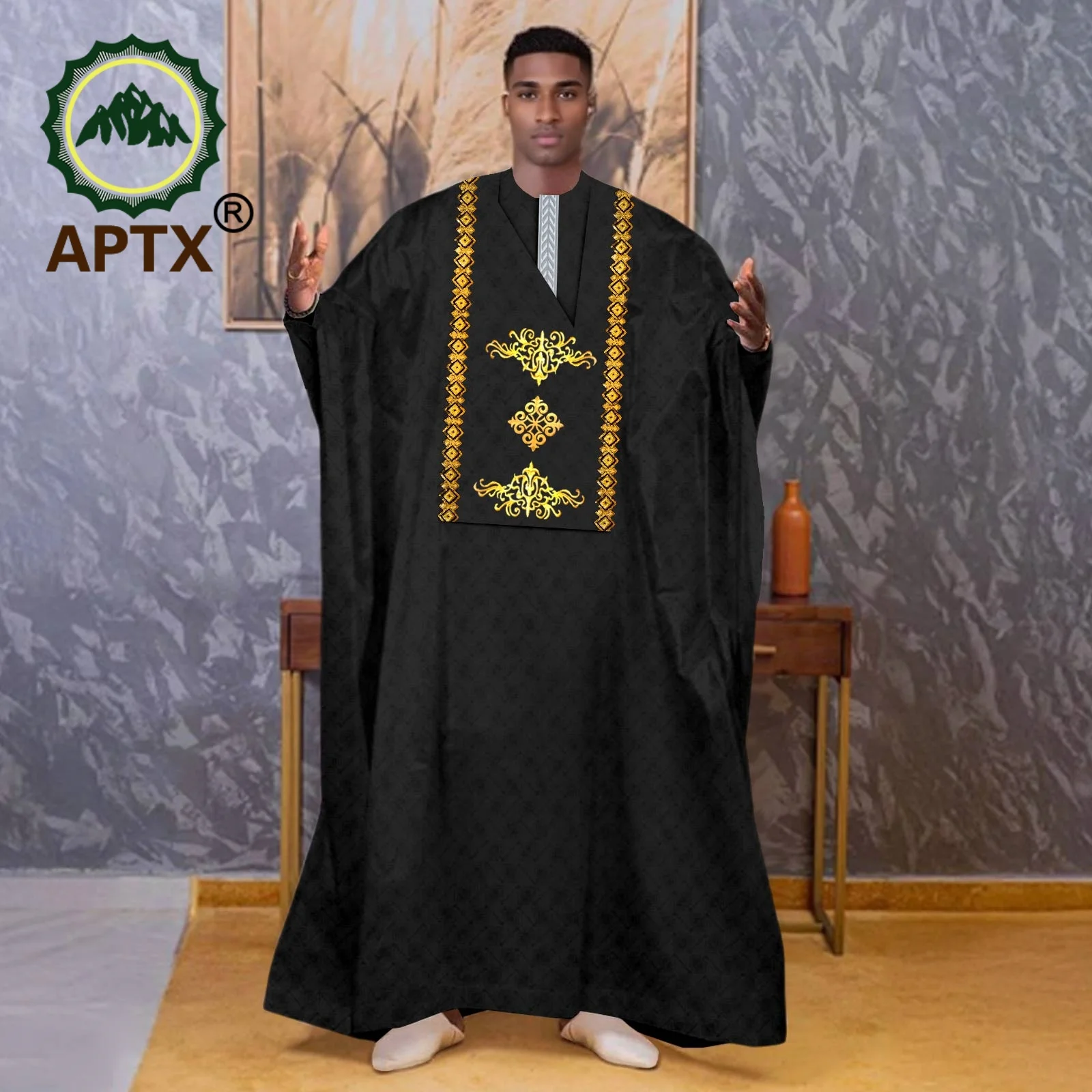 

African Clothes For Man Traditional Long Sleeve Robe Elegant Luxury Men's Outfits Bazin Riche Embroidery Dress 2416121