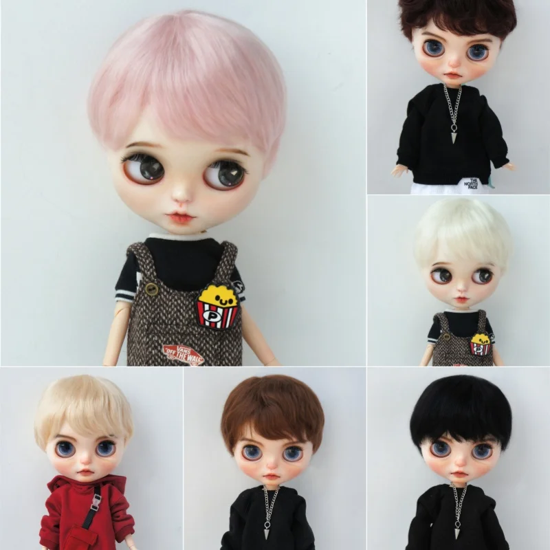 JD293 1/8 1/6 1/4 1/3 Short Boy Friend Cut Mohair Doll Wigs  6-7inch 7-8inch 8-9inch 9-10inch  OB11 YOSD MSD SD Doll Accessories