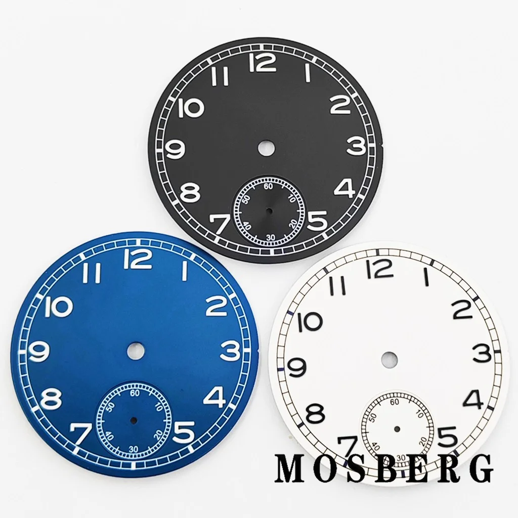37mm Watch Dial For ETA 6497 ETA 6498 ST3621 Green Luminous With Date Window Watch Faces Automatic Movement