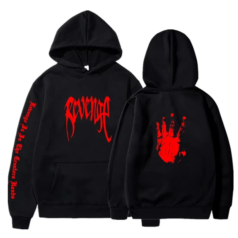 Men Fashion Hoody Revenge Printed Long Sleeve Sweatshirts Kids Casual Harajuku Hip Hop Streetwear Hooded Pullovers Sudaderas Top