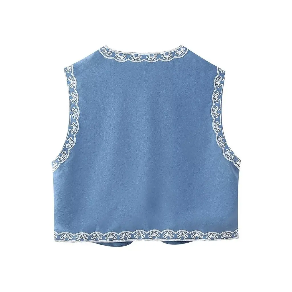 

Women's Summer Fashion Vintage Embroidery Vest Short Outerwear by European And American Style 6895023