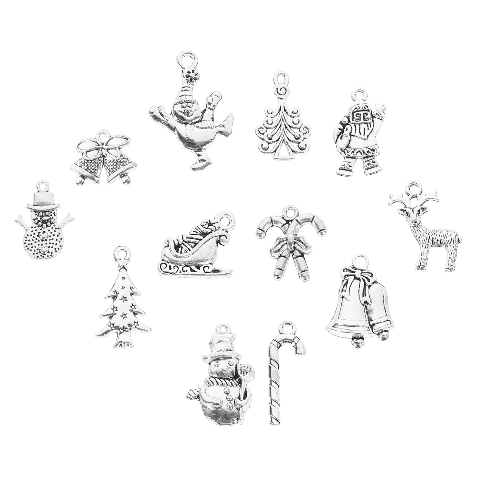 

12Pcs Alloy Christmas Charms Pendants Festive Tree Theme DIY Jewelry Making Supplies for Necklace Bracelet Keychain Decor