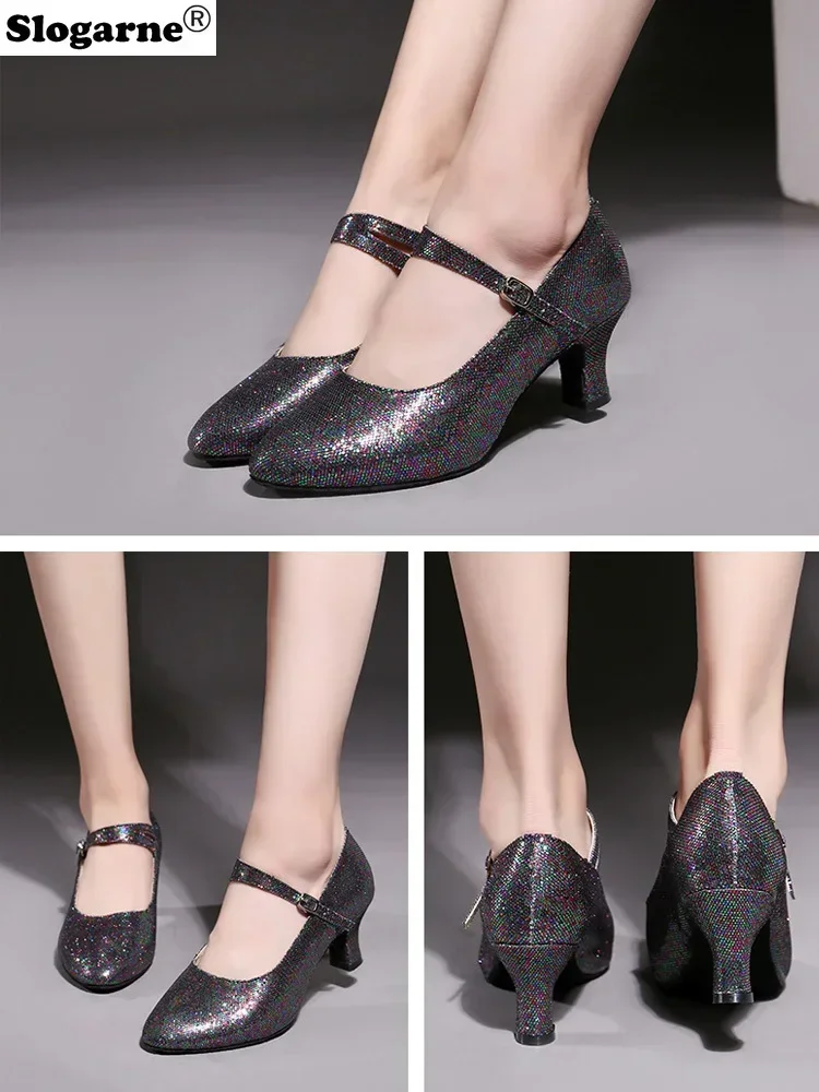 عرض مسرحي أحذية النساء أنيقة الحديثة اللاتينية أحذية الرقص الفتيات أحذية الرقص الجلدية قاعة الرقص الجاز التانغو الفالس الأحذية اللاتينية مضخات