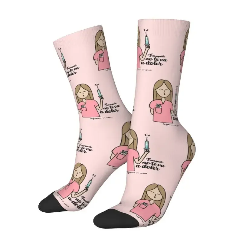 Kawaii Men's Enfermera En Apuros Doctor Nurse Medical Dress Socks Unisex Breathbale Warm 3D Printed Crew Socks