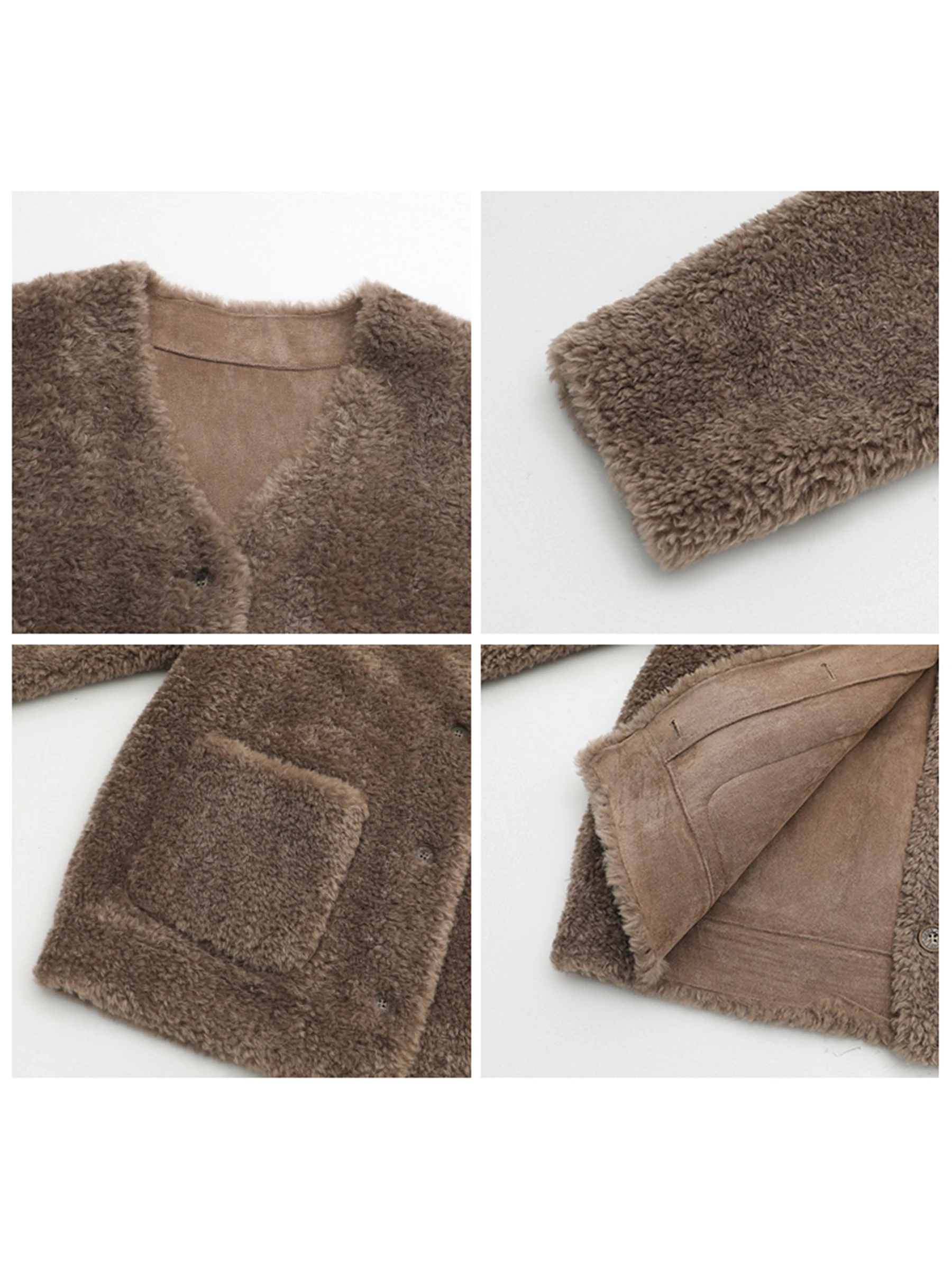 CHIC VEN Nuove donne cappotto in ecopelle allentato retrò casual scollo a V caldo giacca femminile di media lunghezza grandi tasche autunno inverno 2025