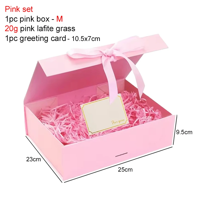 Magnetisches Geschenkbox-Set mit Lafite-Gras und Grußkarten, Schwarz/Rosa/Weiß, Party-Valentinstag-Geschenke, Faltbox TMZ – Detail 12